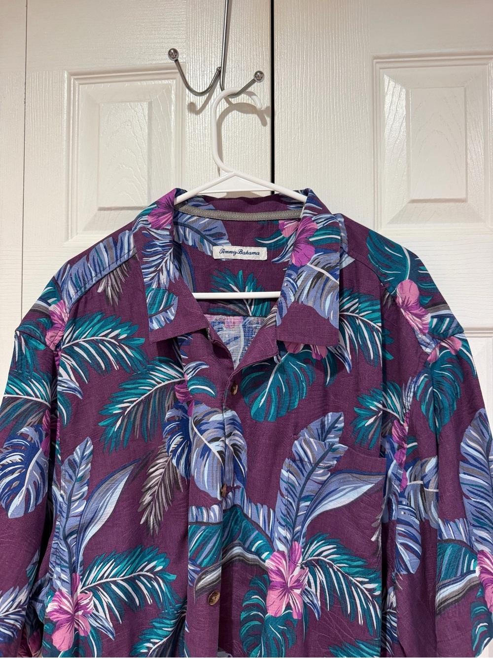 Tommy Bahama Purple Tropical Print Button-Down Shirt - Picture 2 of 5